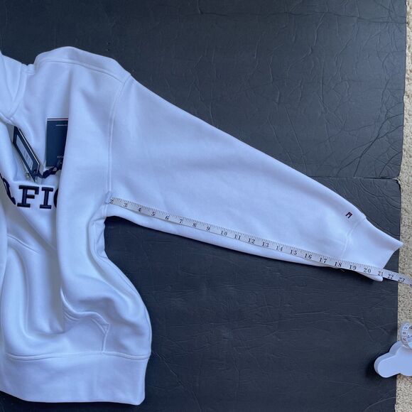 TOMMY HILFIGER MOCKNECK MONOTYPE ARCHIVE FIT SWEATSHIRT WHITE SZ XS - Picture 14 of 15